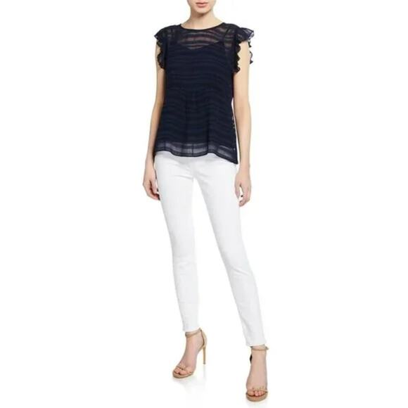 Frame White High Rise Jeans Sz 29 Le High Skinny Raw Hem in Blanc Denim